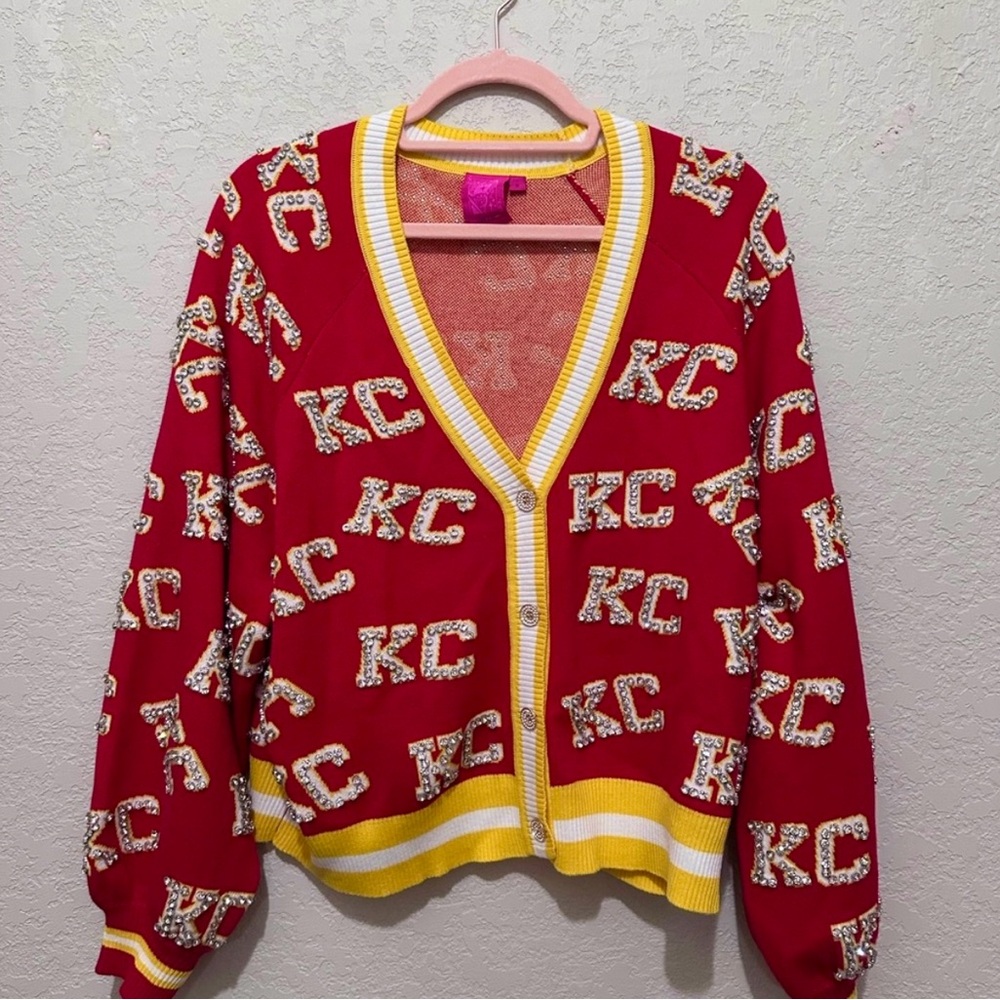 ISO QUEEN OF SPARKLES Red and Yellow KC Cardigan ❤️💛